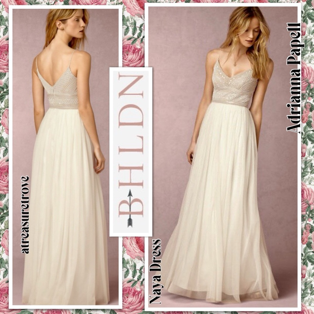Adrianna Papell x BHLDN Naya 2 Off White Beaded Bodice Bridal Wedding Maxi Gown